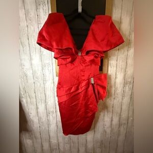 VTG 80s Karen Okada David Howard Red Party Dress Women 6 Coquette Bow Cocktail